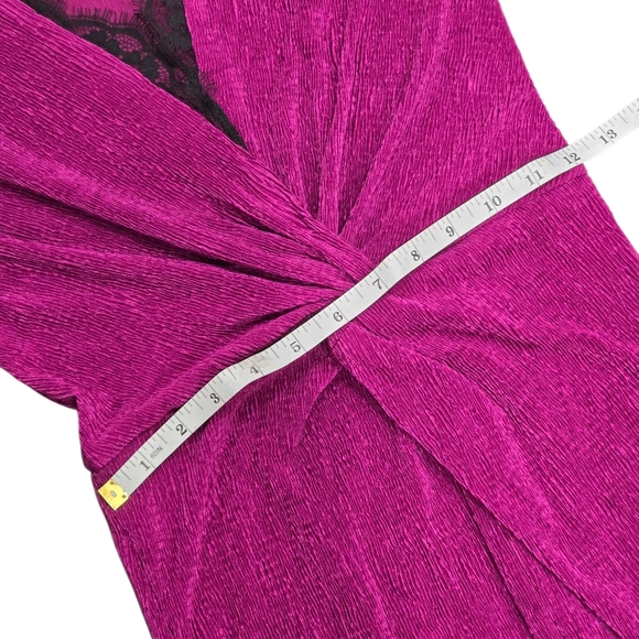 SAYLOR Kiersey Magenta Twist Front Long Sleeve Midi Dress Lace V-Neck XS New - Picture 11 of 14